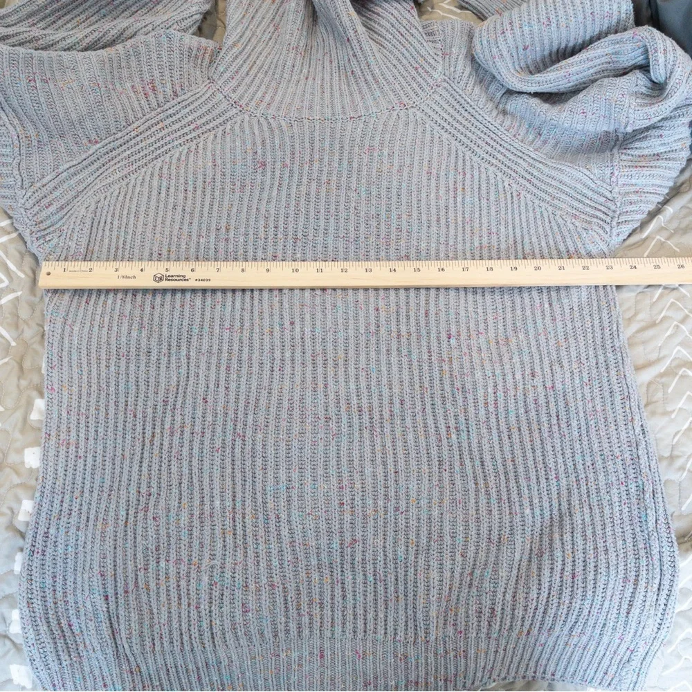 Free People Leo Chunky Rib Knit Confetti Dot Grey Sweater Oversized Medium